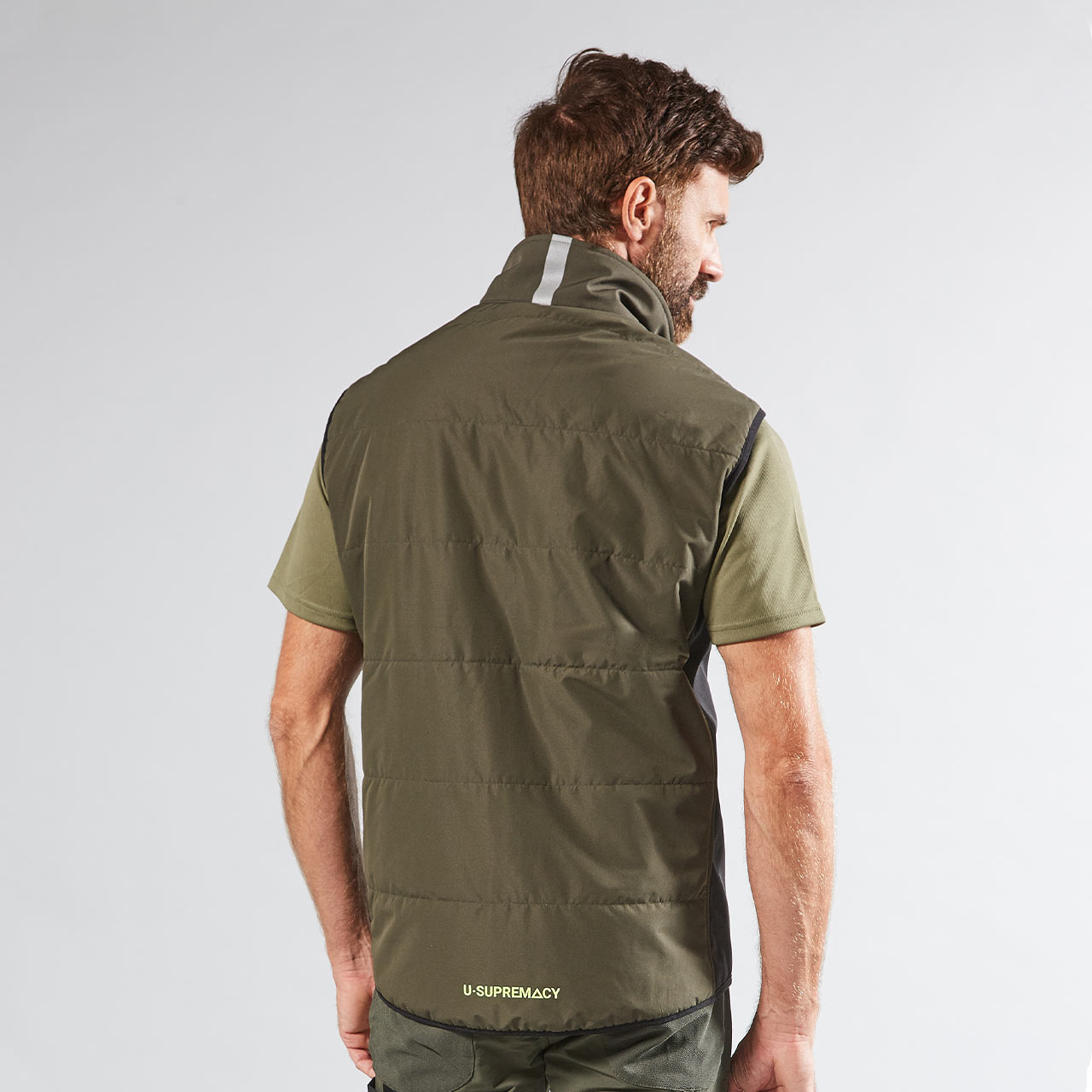 Gilet Da Lavoro Imbottito U-Power Wall Asphalt Grey/Green - Tecnologia Graphene, Termoregolante E Idrorepellente Per Lavoro Dinamico
